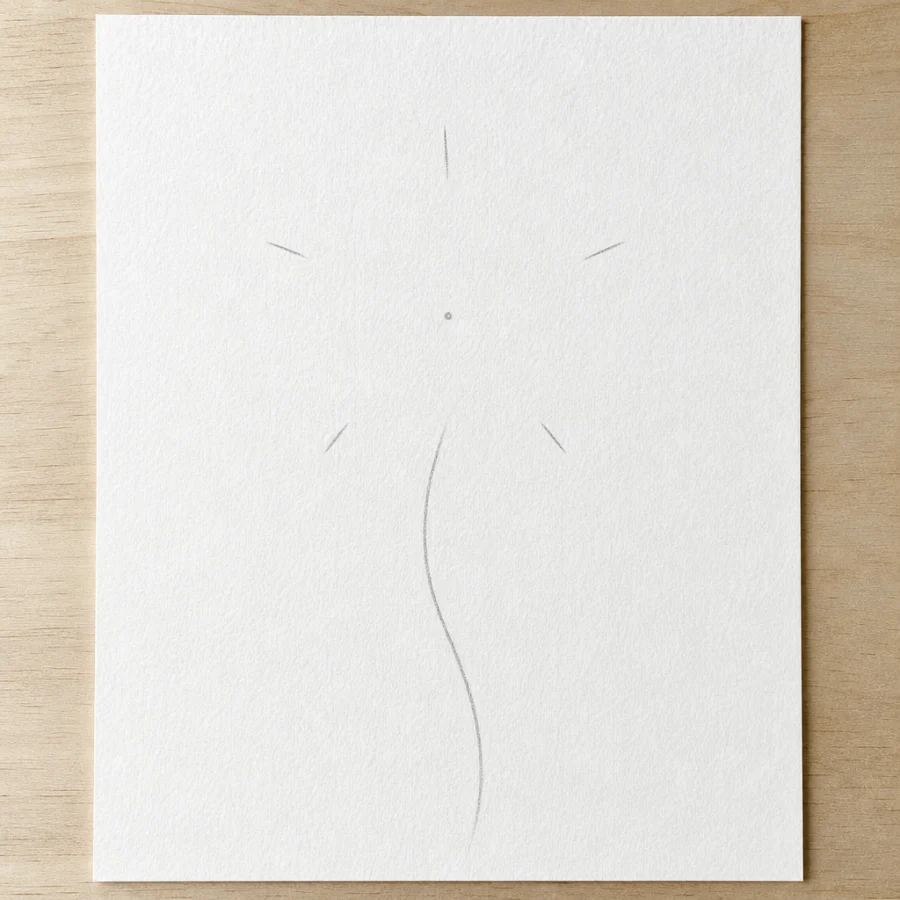 Lockere Blüte aus fünf Pinselstrichen, Schritt 1 von 5
