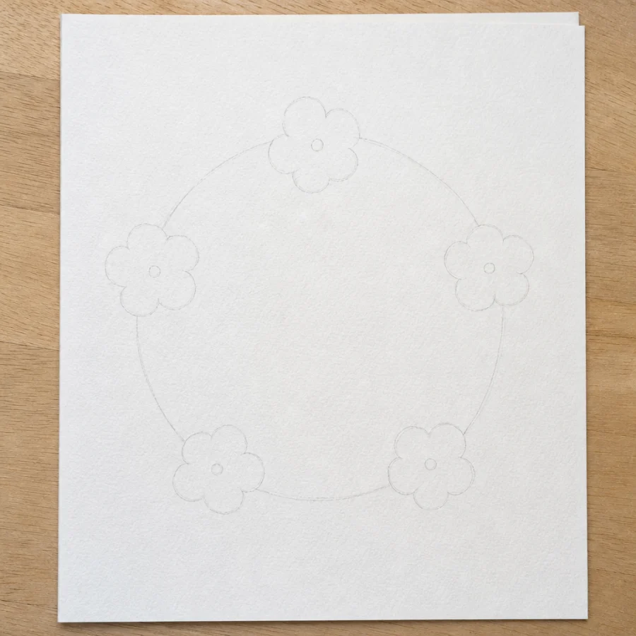 Karte mit Blumenkranz, Schritt 1 von 5