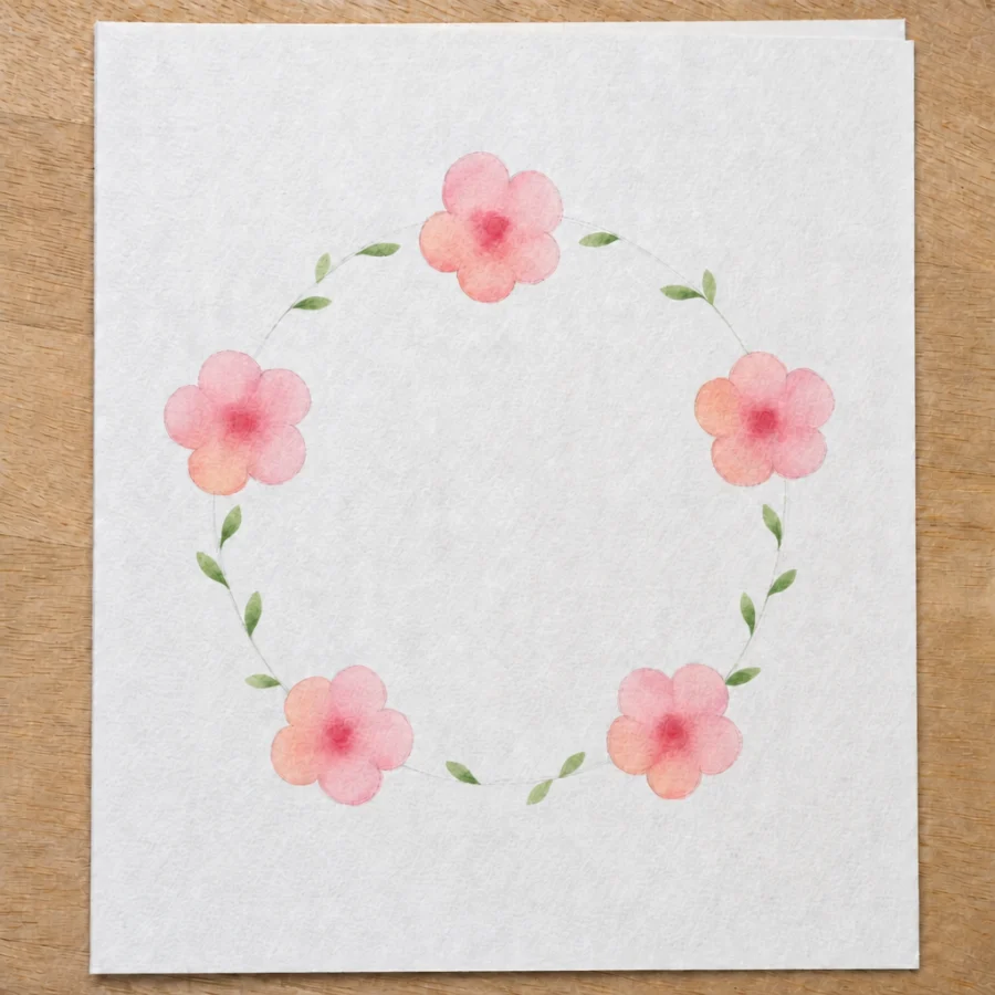 Karte mit Blumenkranz, Schritt 4 von 5