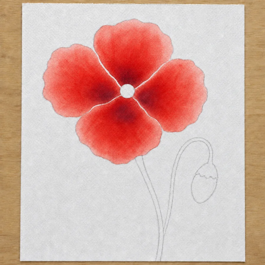 Mohnblume, Schritt 3 von 5
