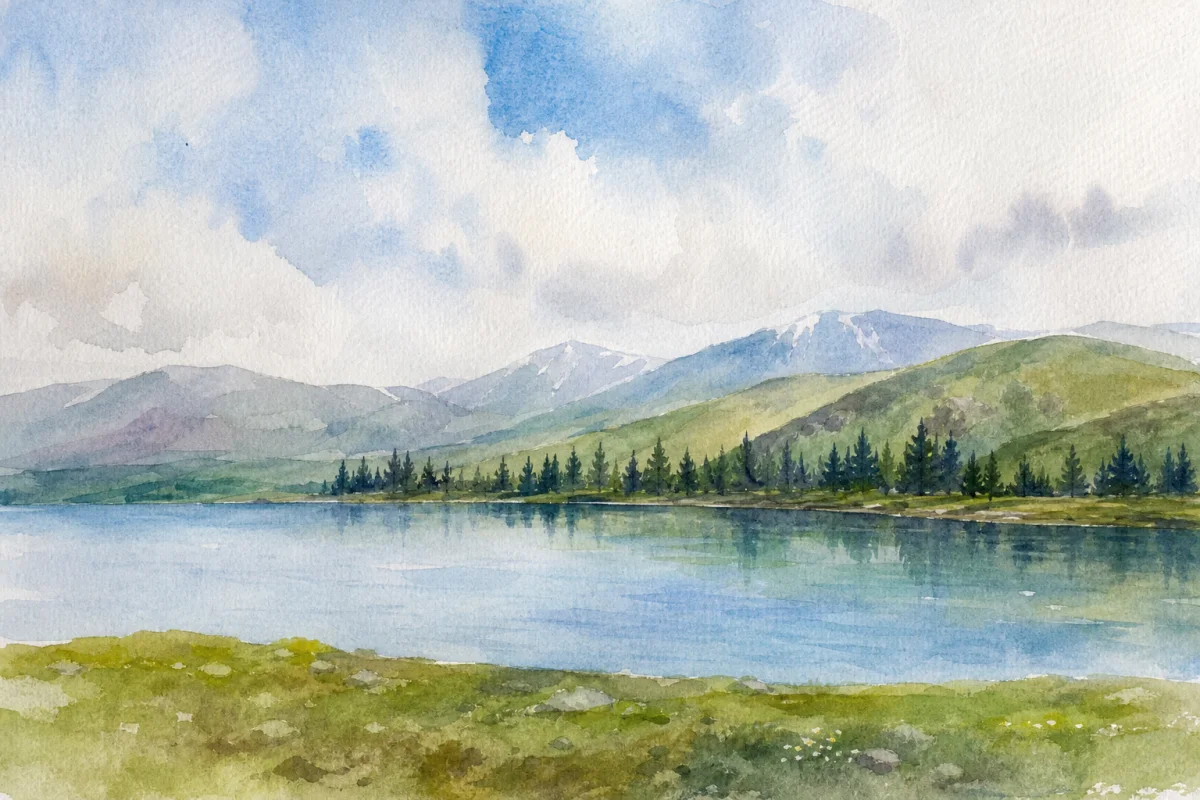 Beispiel für den Aquarell-Stil Landschaft