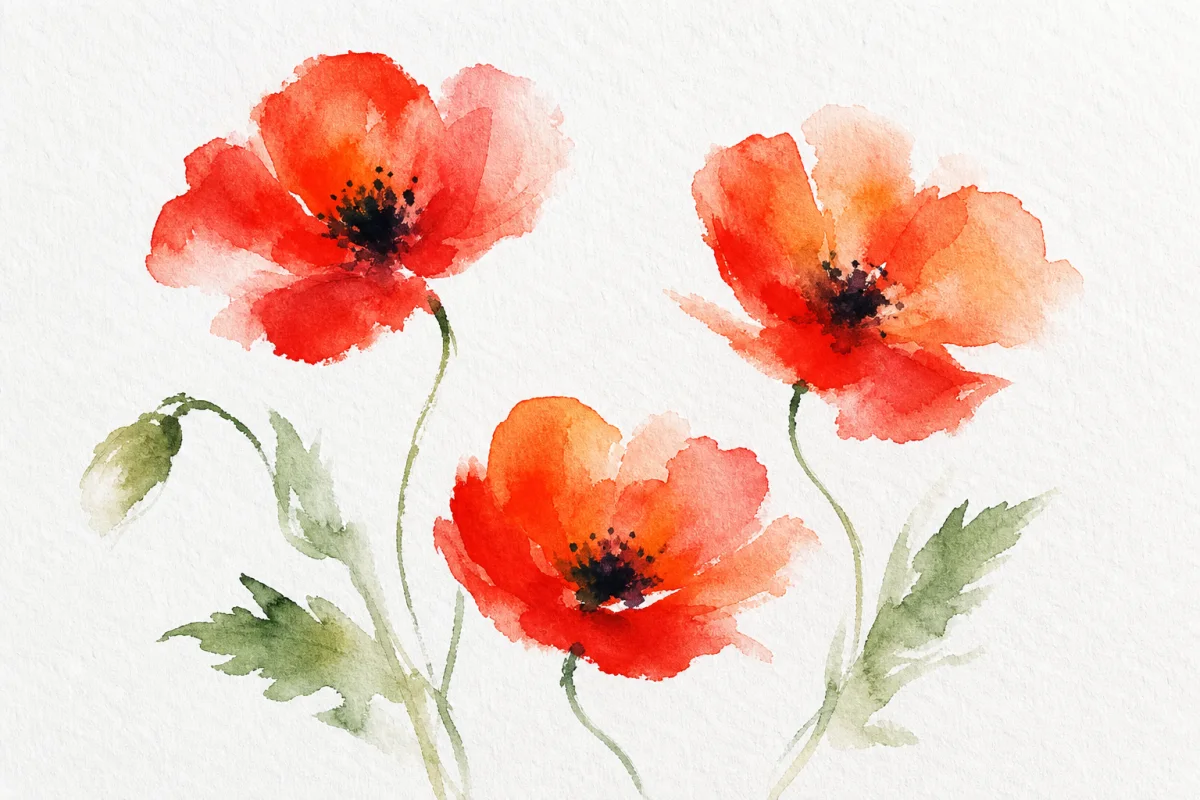 Locker gemaltes Aquarell mit großen Pinselstrichen