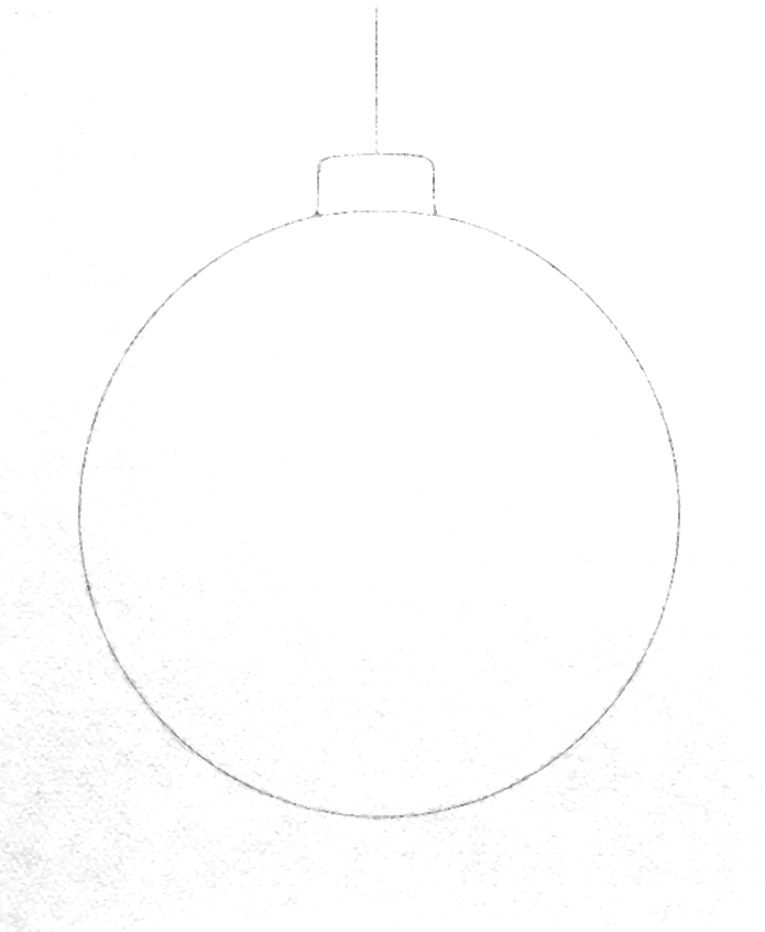 Aquarell-Vorlage Weihnachtskugel als Bleistiftzeichnung zum Ausdrucken